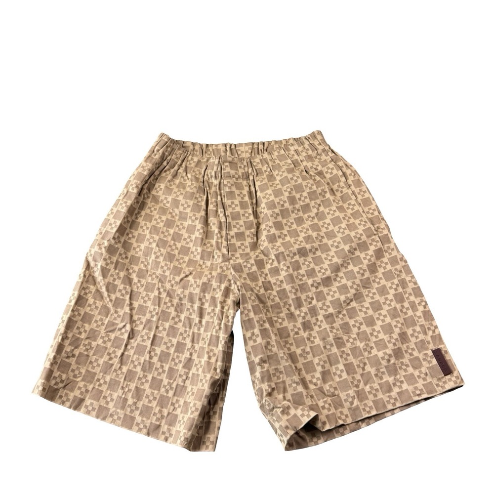 Sandro Brown Geometric AOP Stretch Waistband Mens Shorts Size Small SHPBE00107